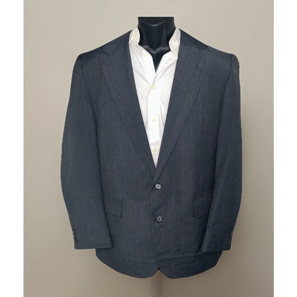 44L Navy Two Button Single Vent Blazer Jacket Unknown Brand